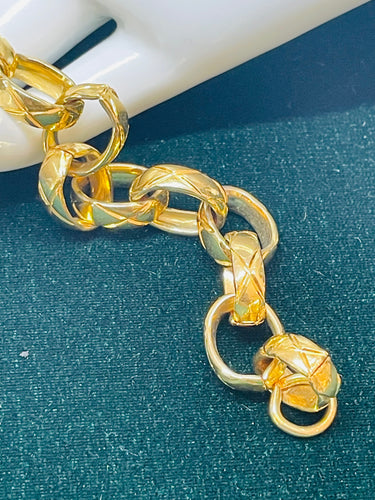 Etched Goldtone Oval Link Bracelet